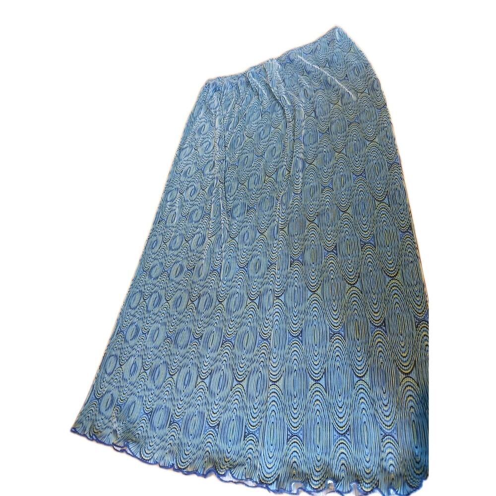 Vtg‎ 90s Y2K Boho Fairycore Lettuce Hem Skirt Sz Blue Elastic 2X USA